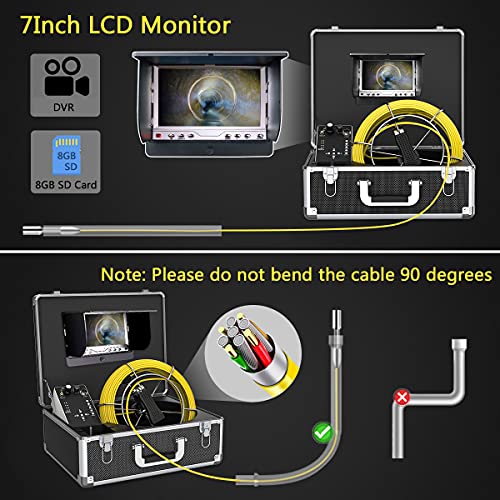Sewer Camera 165Ft With Locator, 512Hz Sonde Transmitter Plumbing Camera Snake With Dvr Recorder, Inspection Cam With 7" Lcd Monitor With Fiber Optic Cable Wire (8 Gb Sd Card Included) (165Ft/50M) #TOP4