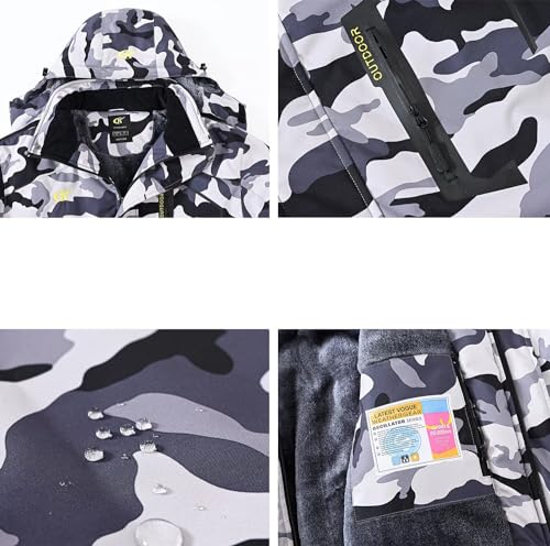 Image of QPNGRP Mens Waterproof Fleece Ski Jacket Windproof Winter Snow Coat