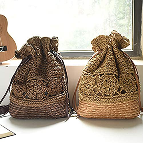 Image of Women Straw bag Summer Beach Casual Casual Daypacks, Light Brown, 36 * 29 * 10 * 39cm