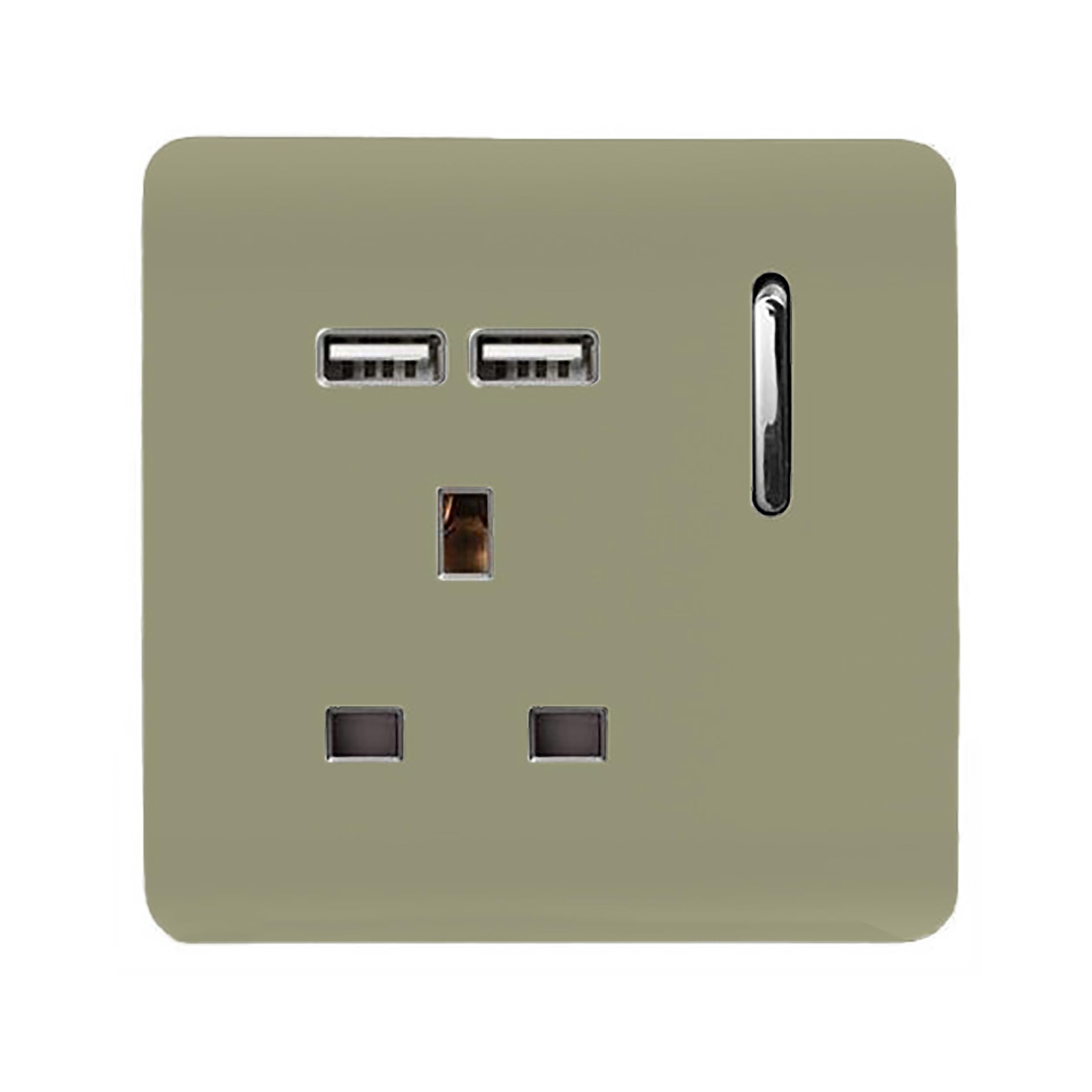 Trendi 1 Gang Glossy 13 Amp 2 X 2.1Ma Usb Switched Plug Socket Gold 7091054787873
