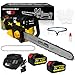 L1NXIXI Electric Chainsaw Cordless, 12 Inch Cordless Chainsaw, Max Speed 39.37 Ft/s, Brushless Motor, Battery Powered Chain Saw with 2 Spare Chains, 2x 4.0Ah Battery and Charger, for Cutting Trimming