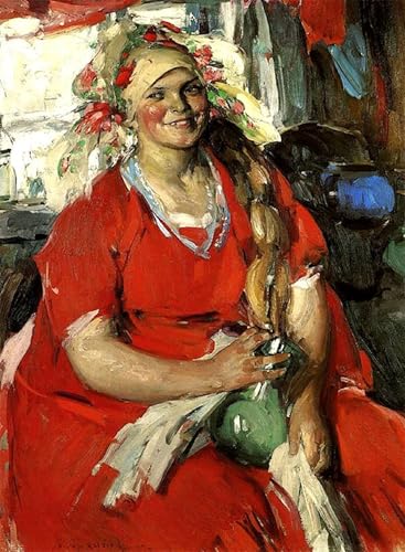 Art mural femme en rouge tableau vintage pour une ambiance poétique