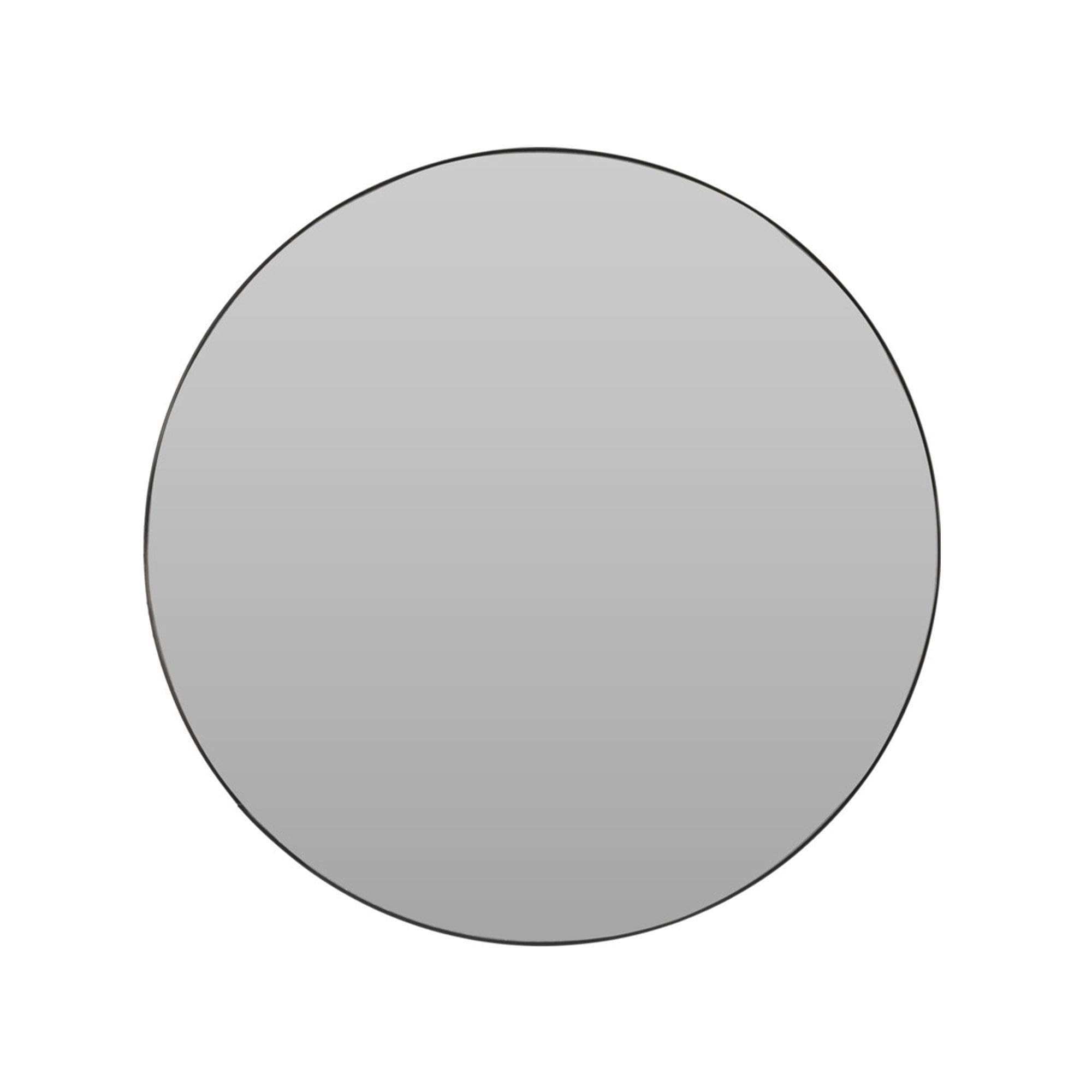 Well Home Round Mirror Diameter 55 cm with Black Metal Frame and 2 Hooks