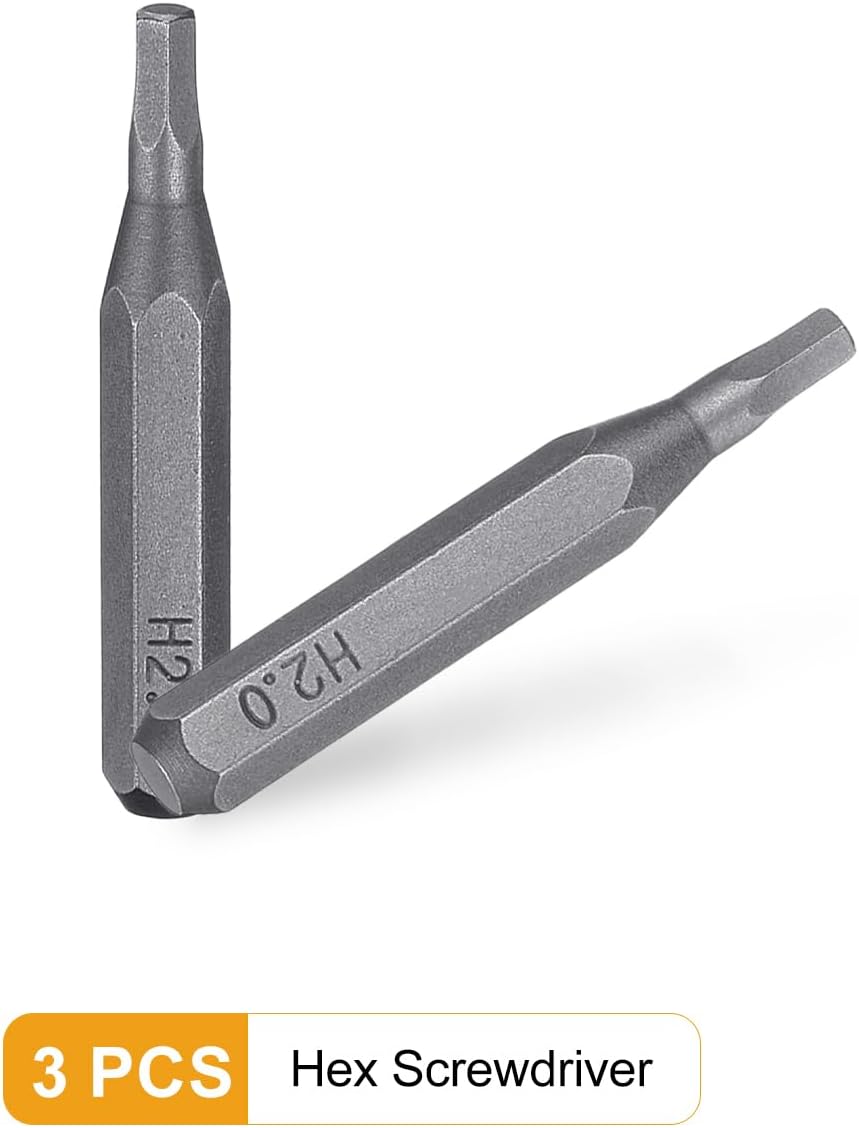 HARFINGTON 3pcs H2.0 Hex Screwdriver Bit 5/32" Hex Shank 28mm Length S2 Steel Magnetic Hexagon Head Screw Driver Bits for Precision Repair