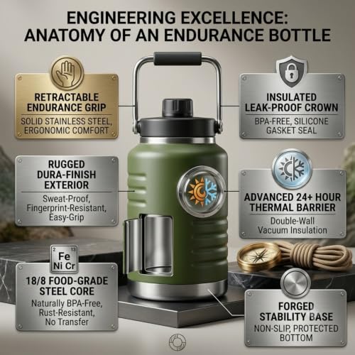 Image of Thermosteel Water Jug Insulated Tumbler with Magnet Lid 2100ml, Water from Bottle for Travel, Home, Office, School, Gym, Hotel and Dhaba 12+ Hours Hot and 18+ Hours Cold, Green
