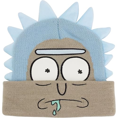 Rick and Morty Beanie Hat Adult Cuffed Winter Knit Cap for Men and Women Tan One Size