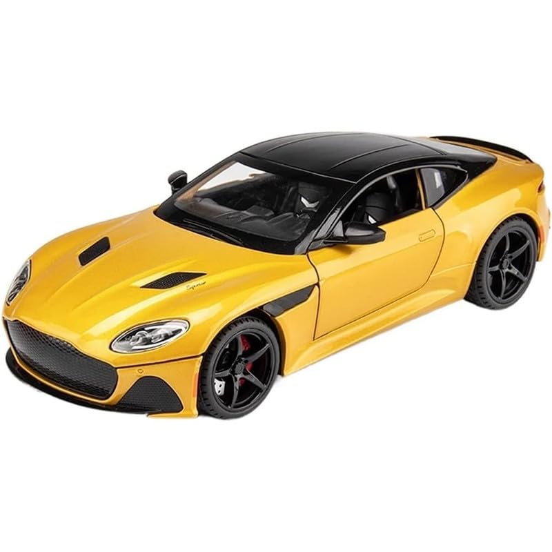 Image of Kids Model 1:24 Astorn Martin Die Cast Metal Car Pull Back Action Opening Doors with Realistic Engine Sound Lights Toy Car Gift for Boys - Yellow