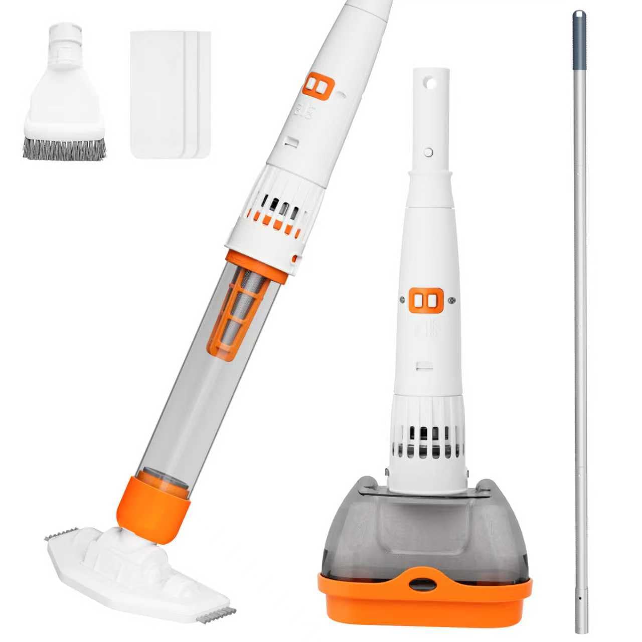 3 in 1 Rechargeable Pool & Spa Hot Tub Vacuum Cleaner - Dual Mode & Magnetic Drive System, 25µm Ultra Fine Mesh Filters for Hot Tub, Small Above Ground Pools, 60 Mins (Orange)-image-41
