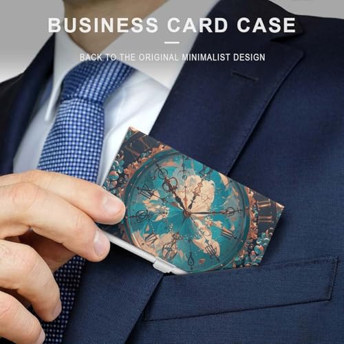 Slim Metal Business Card Holder - Creating Magical Time Aluminum Alloy Card Case with Buckle Closure, Holds 20 Cards & Cash, Professional Credit Card Size ID Holder for Men Women Gift3