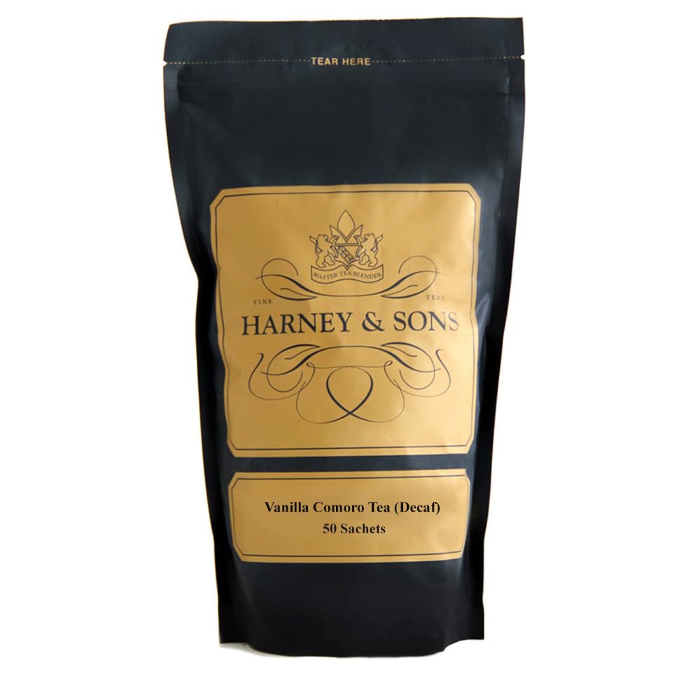 Harney & Sons Decaf Vanilla Comoro, Bag of 50 Sachets, Black Tea w/Vanilla