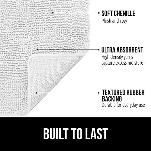 Gorilla Grip Bath Rug 30x20, Thick Soft Absorbent Chenille, Rubber Backing Quick Dry Microfiber Mats, Machine Washable Rugs for Shower Floor, Bathroom Runner Bathmat Accessories Decor, White - 3