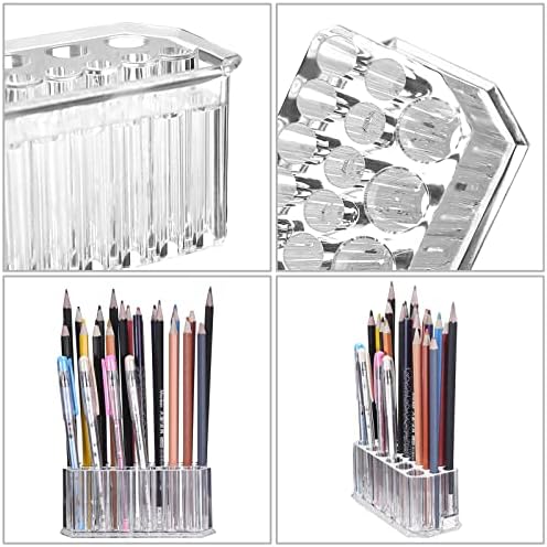 INHEMING Clear Makeup Brush Holder Organizer, 26 Slot Acrylic Makeup Brush Organiser ,Eyeliner Holder Cosmetic Brush Organiser for Dressing Table