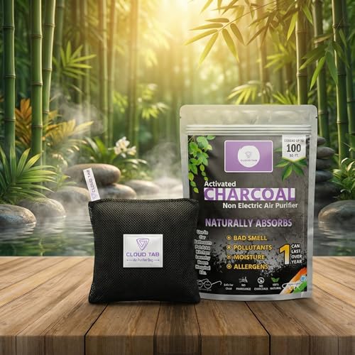 Image of Natural Activated Charcoal Air Purifier Bag Odor & Moisture Absorber Dehumidifier for Car Refrigerator Home Wardrobe Kitchen Bathroom Dampness & Allergen Remover Air Freshener (50gm)