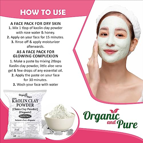 Image of Kaolin Clay Powder, Kaolin Powder for Skin Whitening Face Hair Acne, White Clay Powder, China Clay Powder, White Kaolin Clay for Skin Whitening Face Hair Acne, Light Kaolin Powder (Refill Pack) 900g