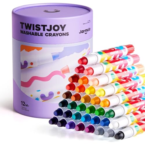 Jar Melo Jumbo Crayons for Toddlers, 36 Colors TwistJoy Non Toxic Washable Crayon, Easy to Hold Large Crayons, Safe for Babies and Children, Gift for Boys and Girls Back to School