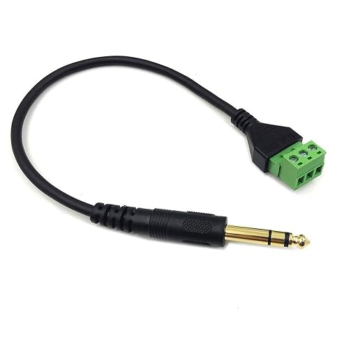 Miniatura 2 de Qaoquda Chapado en oro de 0.250 in 14 "estéreo TRS Audio Jack macho a 3 pines tornillo terminal hembra micrófono Balun convertidor sin soldadura