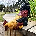 Handsider Garden Statues Cock Art Decoration Rooster Figurine for Yard, Chicken Sculpture Ornaments (Red)