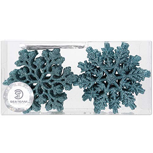Sea Team Plastic Christmas Glitter Snowflake Ornaments Christmas Tree Decorations, 4-Inch, Set Of 36, Babyblue #TOP5