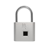 HIFAM Fingerprint Padlock, Keyless Biometric Gate Locks for Outdoor Fence Storage Gym, Smart Lock with USB Rechageable (Silver)