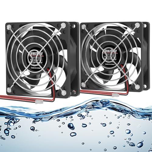 Ventilador de refrigeración IP67 impermeable de 80 × 25 mm, 12 V CC, 2 pines, 3000 RPM, sin escobillas, para nevera de RV, invernadero, armarios y ventilación DIY, paquete de 2 unidades miniatura 1