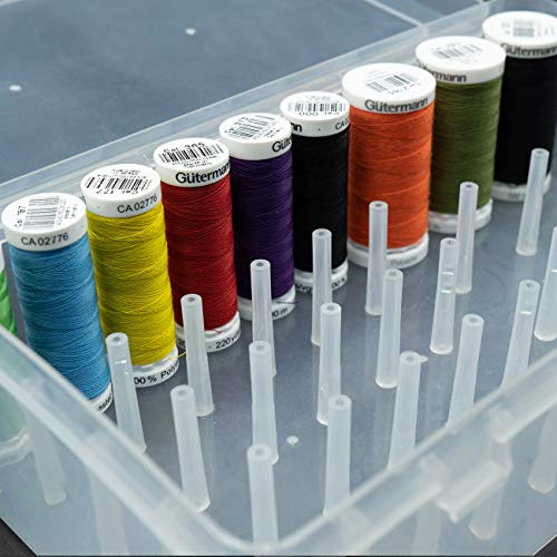 Glitzerpüppi Nähfadenbox - Praktische Garnbox/Aufbewahrungsbox für bis zu 42 Spulen aus stabilem Karton oder Plastikmaterial