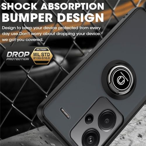YUEQIAN Case for Xiaomi Redmi Note 13 Pro+ Plus 5G, 360°with Rotation Finger Ring Magnet Car Holder Shockproof Case - Image 4