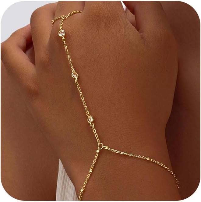Bracelets for Ladies,14K Gold/Silver Plated Dainty Hand Chain Bracelets… Bracelets for Ladies,14K Gold/Silver Plated Dainty Hand Chain Bracelets…