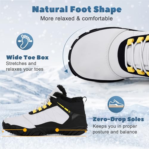 Image of Winter Hike Barefoot Boots Women, Snow Boots for Women | Winter Hike Barefoot Boots Women, Wide Toe Waterproof Hiking Non-Slip Ankle Shoes