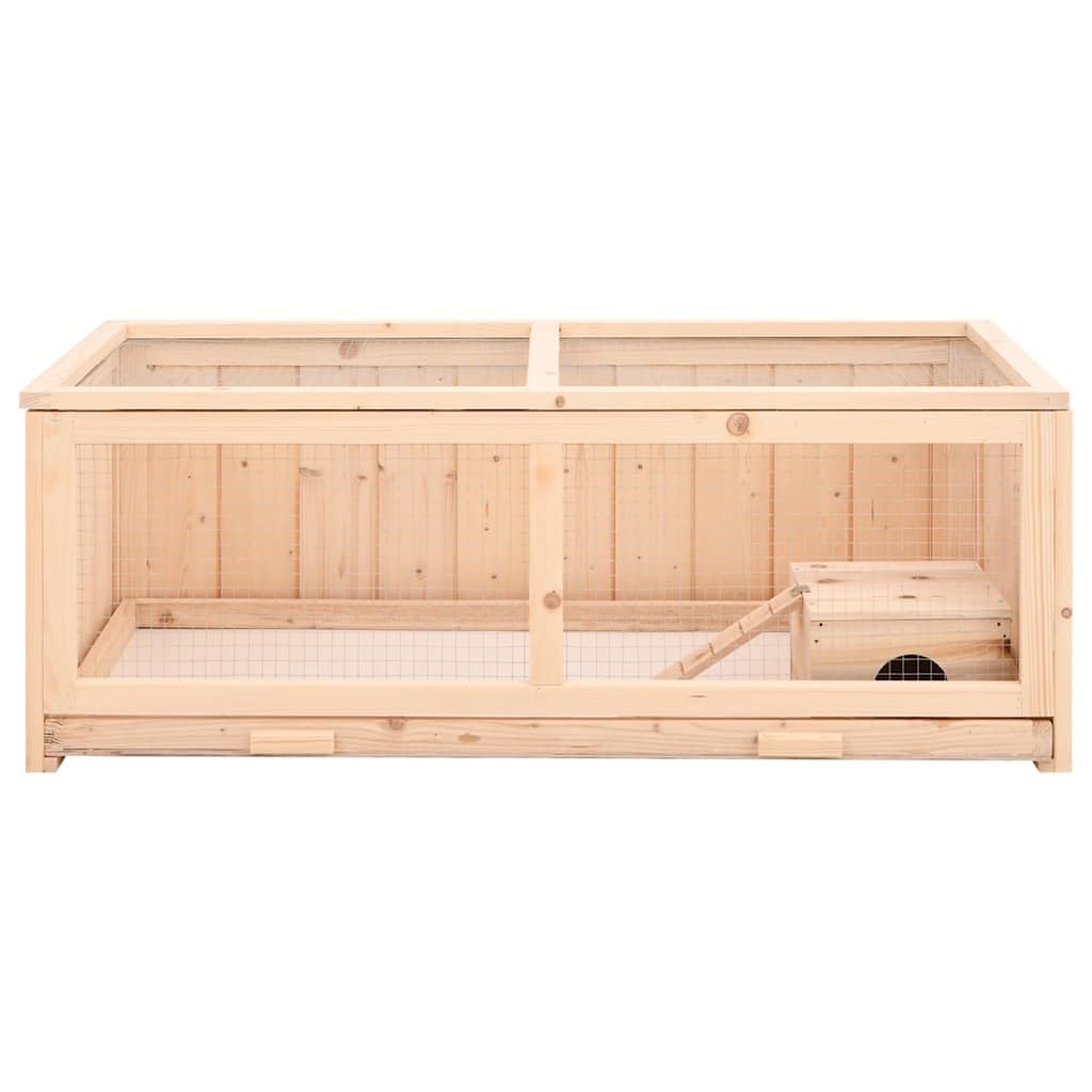 Jaula para hámster de madera maciza de abeto, 104 x 52 x 38 cm | Casa para roedores para el salón con techo plegable, malla de alambre y práctica bañera extensible para una fácil limpieza.