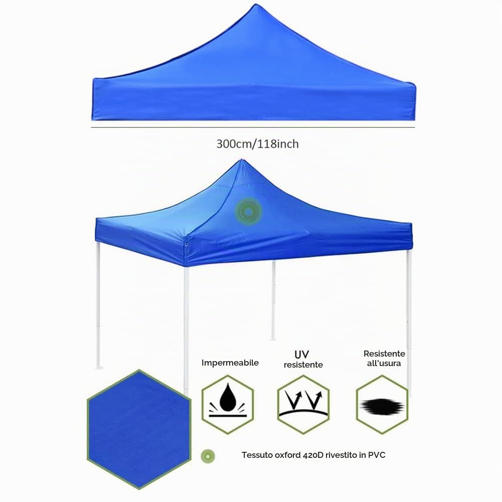 Telo di Ricambio Impermeabile per Gazebo 3 x 3 m - Tetto Bianco