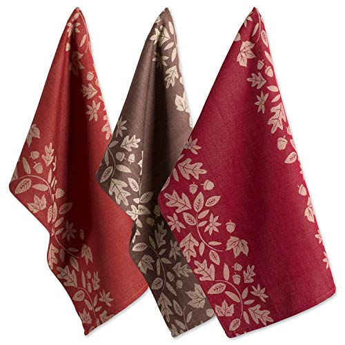 DII Fall Basics Collection Jacquard Dishtowel Set, 18x28 , Harvest Vine 3 Piece