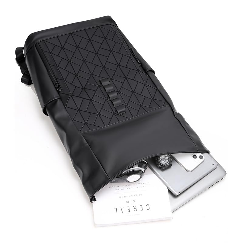 Roll Top Laptop Backpack for Men Women, Expandable Casual Daypack for 15.6 Inch Macbook Water-Resistant Commuter Laptop Rucksack Large Capacity Adjustable (Gray)2