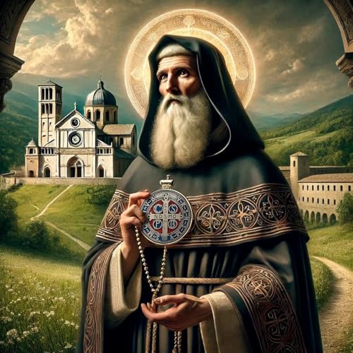 Eurofusioni Heiliger Benedikt Anhänger Medaille Versilbertes Metall - Durchmesser 1,5 cm - 10 Medaillen