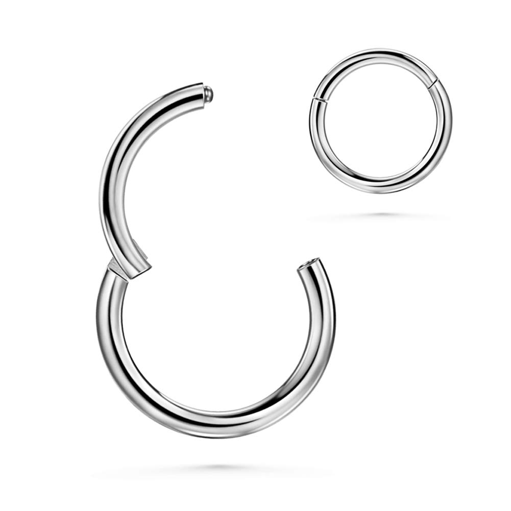 JOFUKIN 316L Surgical Steel Hinged Clicker Segment Septum, Lip Nose Hoop Ring, Helix Daith Cartilage Tragus Ring Body Piercing Jewelry Earring for Women Men