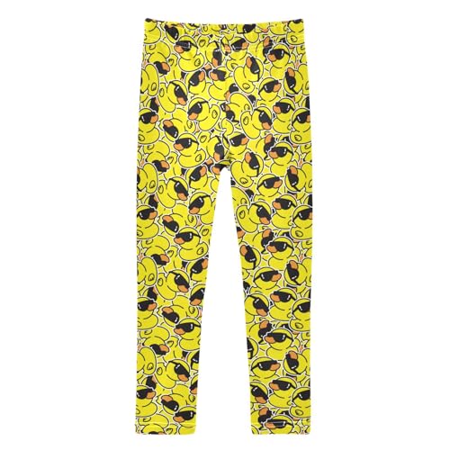 Girls Leggings Soft Toddler Ankle Length Bottoms Yellow Rubber Duck Kids Dance Yoga Pants 4-10 Years