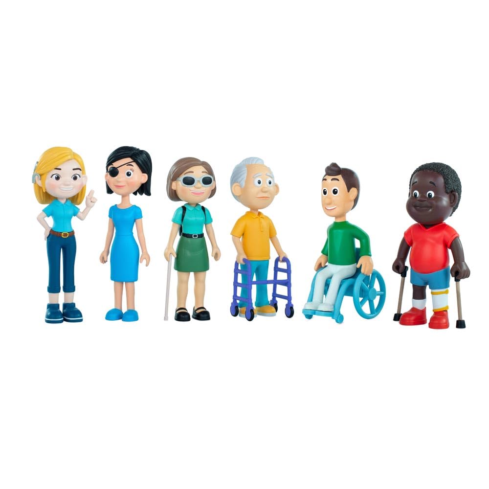 Miniland Ensemble de Personnages sur la diversité Fonctionnelle – 6 poupées incluses pour Jeu Symbolique, Jeu éducatif sur Inclusion, éducation émotionnelle et valeurs, 2 Ans et Plus