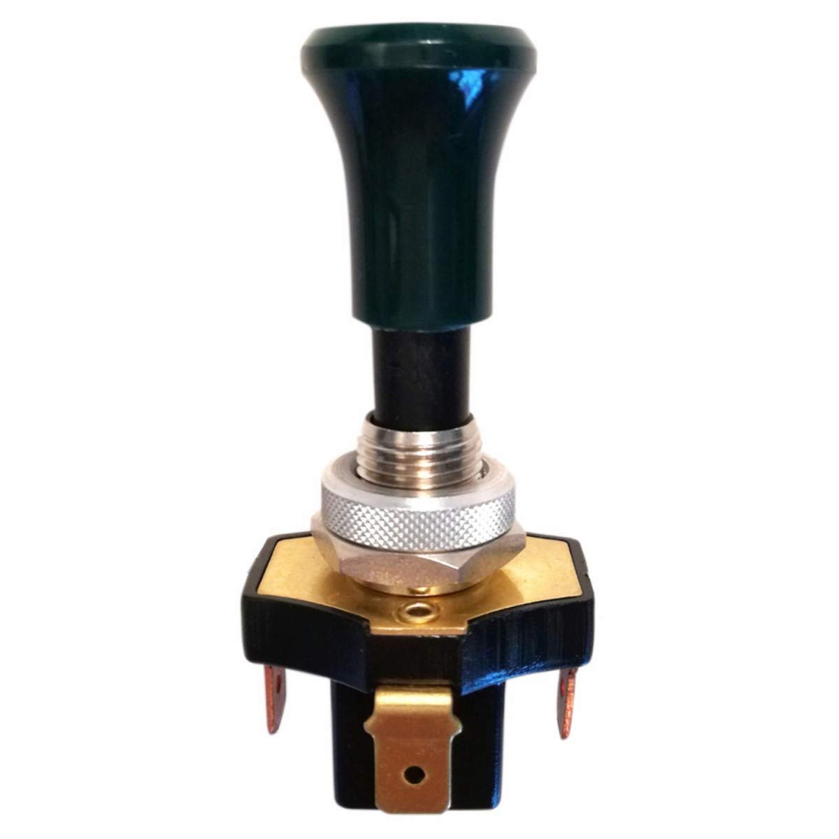 Ama Imel Interruttore 12V 15A: Interruttore a tiretto con ritorno, Dima Ø 22mm, Colore verde