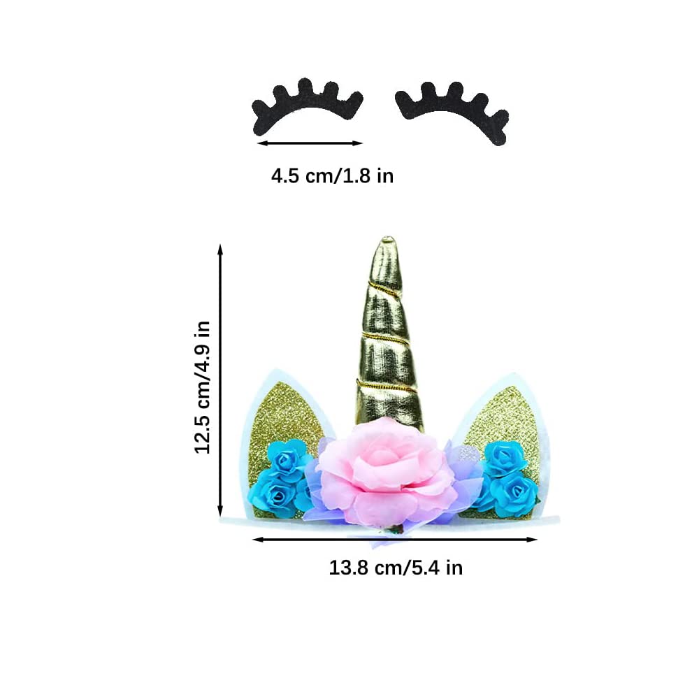 Decorazione Torta Unicorno Con Ciglia - Topper Dorato Per Compleanni, Baby Shower, Feste - Foto 13