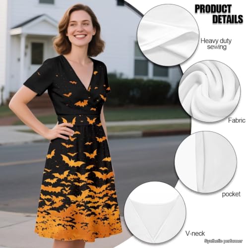 Image of Women's Summer Dresses Short Sleeve Formal Dresses with Pockets