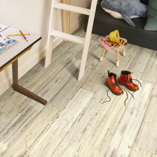 Sol Vinyle Link - Imitation parquet Bois Peint Vieilli - Rouleau de 4m x 3.00m