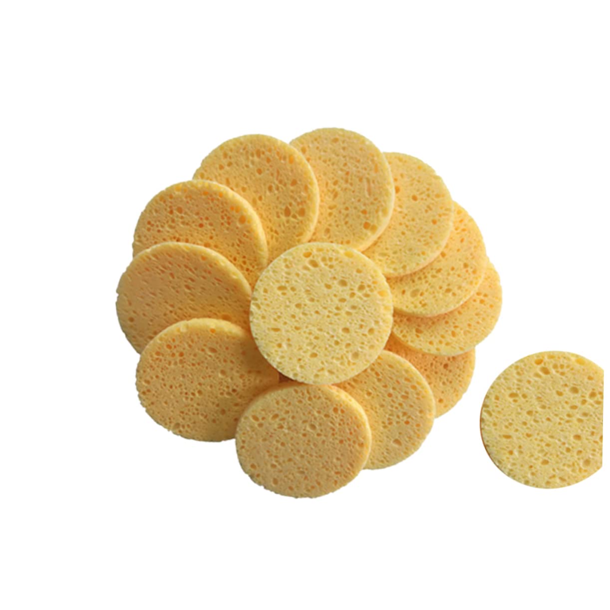 Didiseaon 60pezzi Spugnette Per Rimozione Makeup Cotone Puff Per Pulizia Viso Spugne Morbide Per Esfoliazione e Detersione Colore Naturale Rotondo