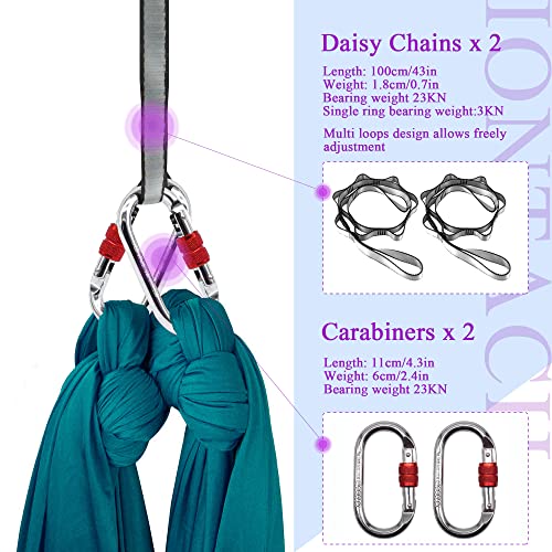 Iontach 5.5 Yards Aerial Yoga Hammock, Dark Green Aerial Silks Gymnastics For Home Indoor Jungle Gym, Antigravity Fitness Hammock With Carabiner, Daisy Chain And Guide #TOP1