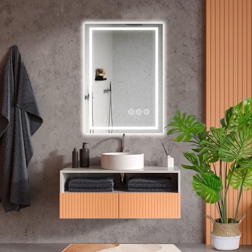 Ratsamee Badspiegel mit Beleuchtung LED, 50x70cm Spiegel mit Light, Wandspiegel mit Frontbeleuchtung, Antibeschlagfunktion, Dimmbar, mit 3 Einstellbaren Lichtfarben 2
