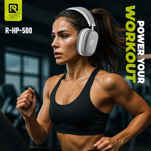 Image of Rocker RHP500 Wireless Bluetooth Over Ear Headphones with Mic, 30Hrs Battery, 40mm Drivers, 40ms Low Latency Gaming, ENx Noise Reduction, Bluetooth v5.4, Soft Cushions (Silvery)