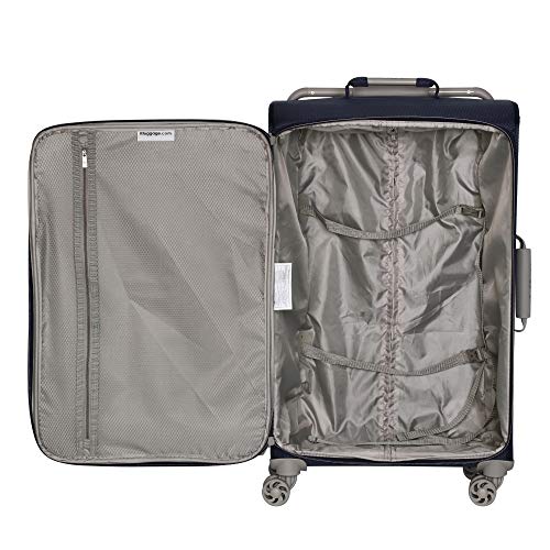 it luggage World's Lightest New York Softside 8 Wheel Spinner, Evening Blue With Cobblestone Trim, Checked-Medium 28-Inch