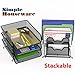 Simple Houseware 3-Tier Stackable Desk Organizer with 5 Compartments - Letter Tray and Step File Sorter, Black