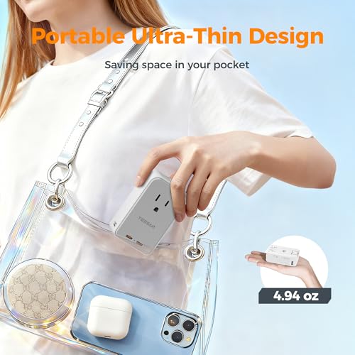 Image of TESSAN Universal Travel Adapter PD 45W, Ultra Thin International Power Adapter Fast Charger, Worldwide Plug Adaptor with 2 USB C 2 USB A to European UK Italy Spain New Zealand (Type C G A I), 1 Pack