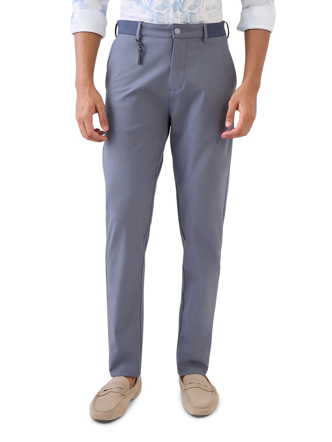 park avenue Men Commutech Fit Plain Pattern Poly Viscose Blend Flat Front Casual Trouser-picture-35