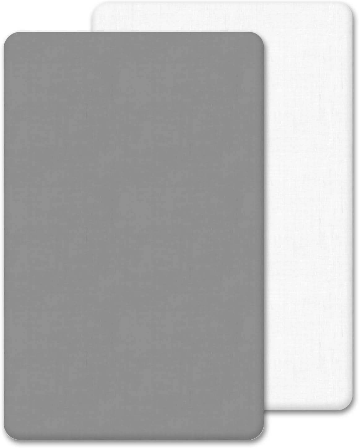 Hajran Linen Girls White & Grey 2 X Next To Me Crib Fitted Sheets (85 X 51 Cm) | Hypoallergenic,Ultra Soft Brushed Microfibre Oeko-Tex Standard100 Sheets | Comfy & Breathable Sheets For & Boy (, 85 X 51 Cm)