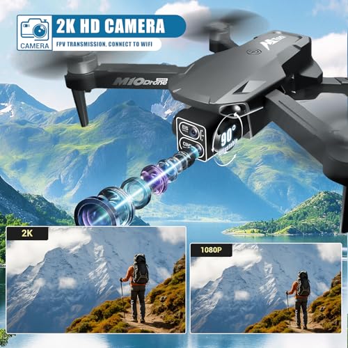 Drone with Camera for Adults Kids 2K Mini Drone One Key Take Off/Land FPV Drone with Brushless Motor, Altitude Hold, 3D Flips, 2 Batteries, Beginner drones with camera Under 249G - Image 3